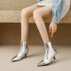 imageSHEMEE Fashion Womens Kitten Heels Ankle Boots Sexy Pointy Toe Booties Mid Heels Zipper Work Party Dress Shoes 722 SilverSize 85