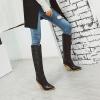 imageSHEMEE Stacked Chunky Heels Cowboy Boots for Women Pointed Toe Western Cowgirl High Heel BootsBlack