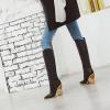 imageSHEMEE Stacked Chunky Heels Cowboy Boots for Women Pointed Toe Western Cowgirl High Heel BootsBlack