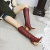 imageSHEMEE Stacked Chunky Heels Cowboy Boots for Women Pointed Toe Western Cowgirl High Heel BootsBurgundy
