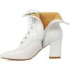 imageSHEMEE Womens Block Heels Ankle Booties Square Toe Chunky Heel Side Zipper Short BootsWhite