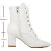 imageSHEMEE Womens Block Heels Ankle Booties Square Toe Chunky Heel Side Zipper Short BootsWhite
