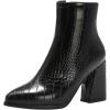imageSHEMEE Womens Chunky High Heel Ankle Booties Block Heeled Pointed Toe Side Zipper Short Boots ShoesBlack