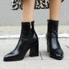 imageSHEMEE Womens Chunky High Heel Ankle Booties Block Heeled Pointed Toe Side Zipper Short Boots ShoesBlack