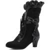 imageSHEMEE Womens Cute Rockabilly Lolita Boots Lace Up Kitten Heels Ankle Boots Faux Suede Kawaii Cosplay Bow Short BootsBlack
