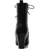 imageSHEMEE Womens Pointed Toe Chunky High Heels Booties Lace Up Block Heel Ankle Boots with Side ZipperBlack