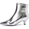 imageSHEMEE Fashion Womens Kitten Heels Ankle Boots Sexy Pointy Toe Booties Mid Heels Zipper Work Party Dress Shoes 722 SilverSize 85