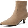 imageSHEMEE Fashion Womens Kitten Heels Ankle Boots Sexy Pointy Toe Booties Mid Heels Zipper Work Party Dress Shoes Apricot SuedeSize 85