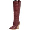 imageSHEMEE Stacked Chunky Heels Cowboy Boots for Women Pointed Toe Western Cowgirl High Heel BootsBurgundy