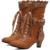 imageSHEMEE Womens Cute Rockabilly Lolita Boots Lace Up Kitten Heels Ankle Boots Faux Suede Kawaii Cosplay Bow Short BootsBrown