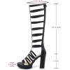 imageSHEMEE Womens Peep Toe Knee High Boots Chunky Block Heels Gladiator Roman Sandals Platform Gothic Summer Boots Back Zipper Punk Cosplay ShoesBlack
