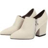 imageSHEMEE Womens Chunky Block Heel Ankle Booties Satin Pointed Toe High Heeled Pumps Shoes Side Zipper Short BootsBeige