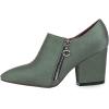 imageSHEMEE Womens Chunky Block Heel Ankle Booties Satin Pointed Toe High Heeled Pumps Shoes Side Zipper Short BootsGreen