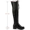 imageSHEMEE Womens Flat Combat Boots Over The Knee Lace Up Riding Motorcycle Boots Chunky Low Heel Thigh High Boots Tall Biker Shoes with Inside ZipperBlack