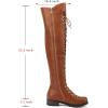 imageSHEMEE Womens Flat Combat Boots Over The Knee Lace Up Riding Motorcycle Boots Chunky Low Heel Thigh High Boots Tall Biker Shoes with Inside ZipperBrown