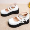 imageSHEMEE Womens Gothic Lolita Mary Jane Shoes Wedge Platform High Heel Patent Leather Buckle Ankle Strap Cosplay PumpsWhite