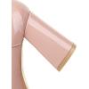 imageSHEMEE Womens Lace Up Patent Leather Chunky Platform Pumps Round Toe Block High Heels Dress ShoesPink
