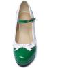 imageSHEMEE Womens Patent Leather Chunky High Heel Platform Mary Jane Pumps Ankle Strap Buckle Round Toe Cute Bow Kawaii Cosplay ShoesGreen