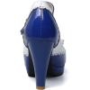 imageSHEMEE Womens Patent Leather Chunky High Heel Platform Mary Jane Pumps Ankle Strap Buckle Round Toe Cute Bow Kawaii Cosplay ShoesRoyal Blue
