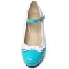 imageSHEMEE Womens Patent Leather Chunky High Heel Platform Mary Jane Pumps Ankle Strap Buckle Round Toe Cute Bow Kawaii Cosplay ShoesTeal