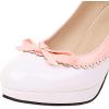 imageSHEMEE Womens Patent Leather Chunky High Heel Platform Mary Jane Pumps Ankle Strap Buckle Round Toe Cute Bow Kawaii Cosplay ShoesWhite