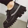 imageSHEMEE Womens Patent Leather Gothic Shoes Punk Platform Chunky Heeled Round Toe Lace Up Block High Heels Dress Pumps with Metal ChainBlack Pu