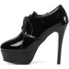 imageSHEMEE Womens Patent Leather Stiletto Heel Platform Ankle Booties Lace Up Pumps Shoes Thin High Heeled Short BootsBlack