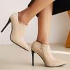 imageSHEMEE Womens Pointed Toe Stiletto High Heel Ankle Booties Faux Suede Thin Heels Pumps Side Zipper Short Boots ShoesApricot