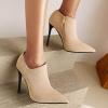 imageSHEMEE Womens Pointed Toe Stiletto High Heel Ankle Booties Faux Suede Thin Heels Pumps Side Zipper Short Boots ShoesApricot