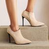 imageSHEMEE Womens Pointed Toe Stiletto High Heel Ankle Booties Faux Suede Thin Heels Pumps Side Zipper Short Boots ShoesApricot