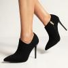 imageSHEMEE Womens Pointed Toe Stiletto High Heel Ankle Booties Faux Suede Thin Heels Pumps Side Zipper Short Boots ShoesBlack