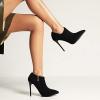 imageSHEMEE Womens Pointed Toe Stiletto High Heel Ankle Booties Faux Suede Thin Heels Pumps Side Zipper Short Boots ShoesBlack