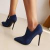 imageSHEMEE Womens Pointed Toe Stiletto High Heel Ankle Booties Faux Suede Thin Heels Pumps Side Zipper Short Boots ShoesBlue