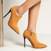 imageSHEMEE Womens Pointed Toe Stiletto High Heel Ankle Booties Faux Suede Thin Heels Pumps Side Zipper Short Boots ShoesYellow