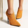 imageSHEMEE Womens Pointed Toe Stiletto High Heel Ankle Booties Faux Suede Thin Heels Pumps Side Zipper Short Boots ShoesYellow