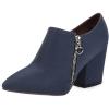 imageSHEMEE Womens Chunky Block Heel Ankle Booties Satin Pointed Toe High Heeled Pumps Shoes Side Zipper Short BootsBlue