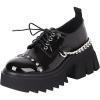 imageSHEMEE Womens Patent Leather Gothic Shoes Punk Platform Chunky Heeled Round Toe Lace Up Block High Heels Dress Pumps with Metal ChainBlack Patent