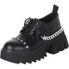 imageSHEMEE Womens Patent Leather Gothic Shoes Punk Platform Chunky Heeled Round Toe Lace Up Block High Heels Dress Pumps with Metal ChainBlack Pu
