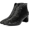 imageSHEMEE Sparkly Rhinestone V Cut Booties for Women Chunky Block Heels Ankle Boots Shine Glitter Wedding Bride Party Short BootsBlack1