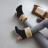 imageSHEMEE Cute Snow Boots for Women Chunky Heels Fold Over Ankle Boot Winter Warm Fur Block Heeled Mid Calf BootsBlack
