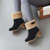 imageSHEMEE Cute Snow Boots for Women Chunky Heels Fold Over Ankle Boot Winter Warm Fur Block Heeled Mid Calf BootsBlack