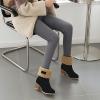 imageSHEMEE Cute Snow Boots for Women Chunky Heels Fold Over Ankle Boot Winter Warm Fur Block Heeled Mid Calf BootsBlack