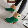 imageSHEMEE Cute Snow Boots for Women Chunky Heels Fold Over Ankle Boot Winter Warm Fur Block Heeled Mid Calf BootsGreen