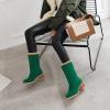 imageSHEMEE Cute Snow Boots for Women Chunky Heels Fold Over Ankle Boot Winter Warm Fur Block Heeled Mid Calf BootsGreen