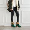 imageSHEMEE Cute Snow Boots for Women Chunky Heels Fold Over Ankle Boot Winter Warm Fur Block Heeled Mid Calf BootsGreen