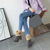 imageSHEMEE Cute Snow Boots for Women Chunky Heels Fold Over Ankle Boot Winter Warm Fur Block Heeled Mid Calf BootsGrey
