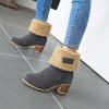 imageSHEMEE Cute Snow Boots for Women Chunky Heels Fold Over Ankle Boot Winter Warm Fur Block Heeled Mid Calf BootsGrey