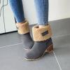 imageSHEMEE Cute Snow Boots for Women Chunky Heels Fold Over Ankle Boot Winter Warm Fur Block Heeled Mid Calf BootsGrey