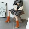 imageSHEMEE Cute Snow Boots for Women Chunky Heels Fold Over Ankle Boot Winter Warm Fur Block Heeled Mid Calf BootsOrange