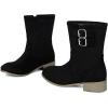 imageSHEMEE Faux Suede Mid Calf Boots for Women Chunky Low Heels Fashion Buckles Riding Booties Block Heel Matte Leather Fall Winter Shoes Pull OnBlack